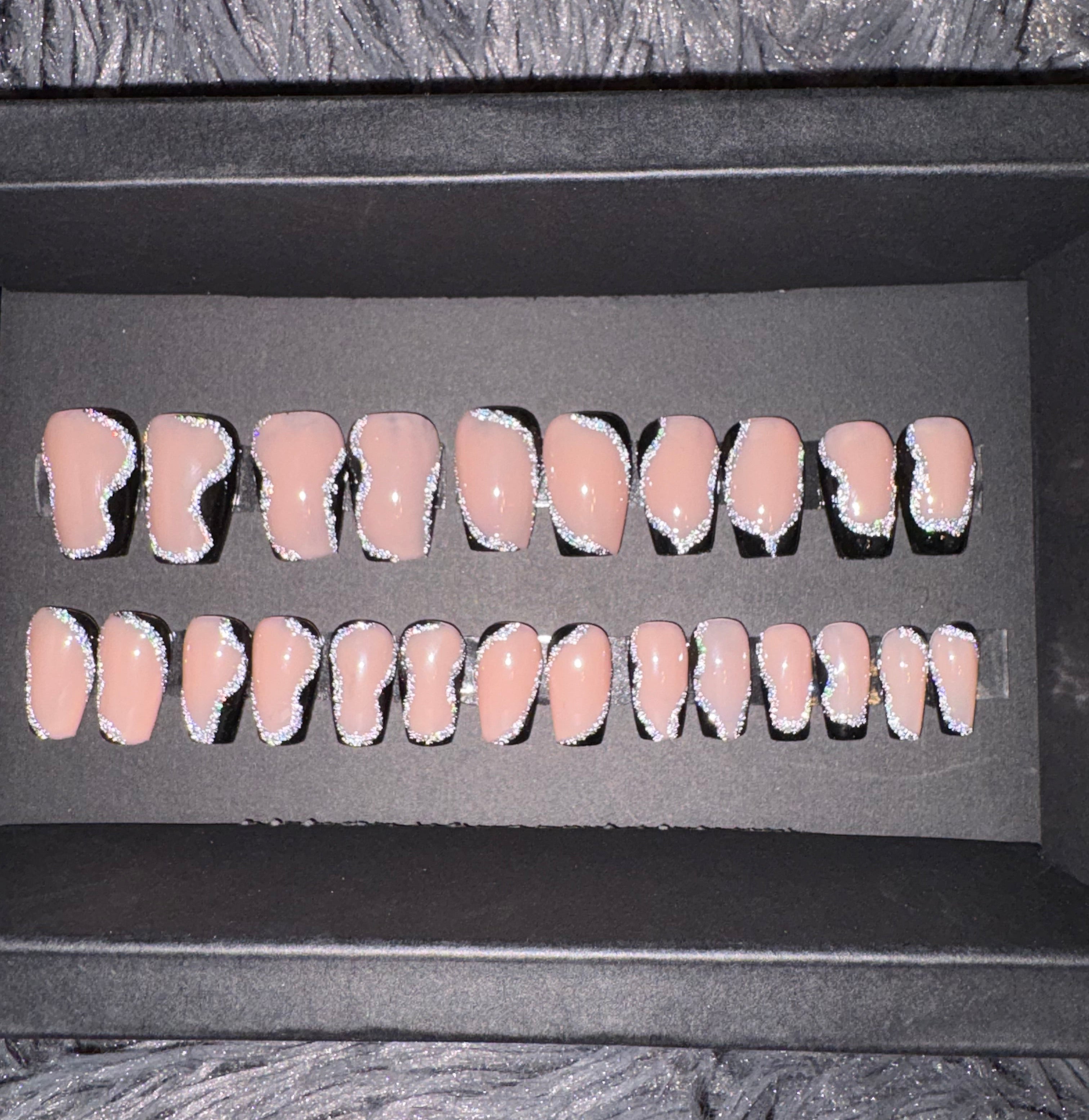 Short Coffin Black & Silver Abstract Set