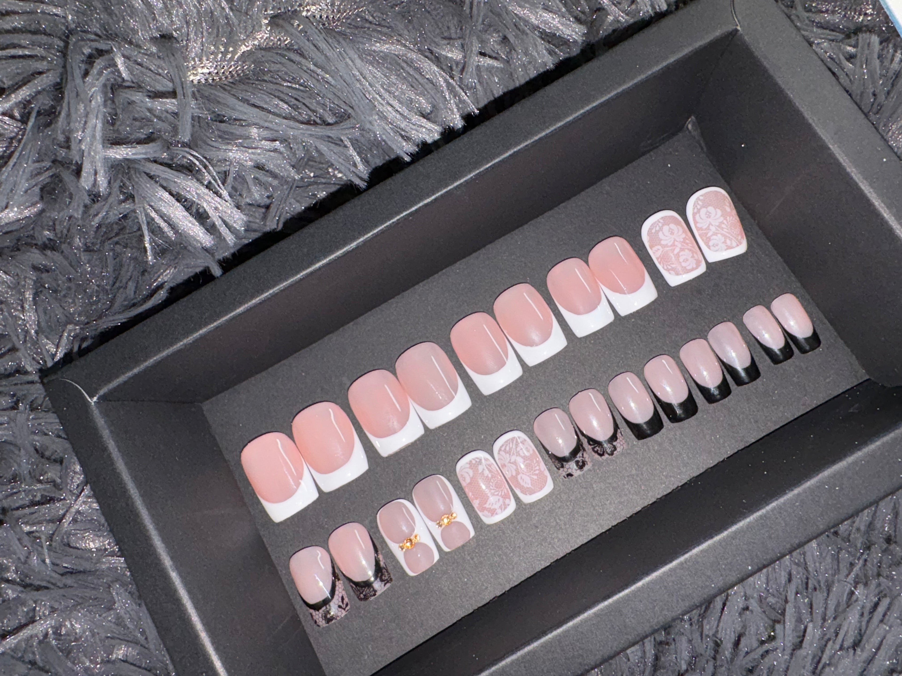 Blush Lace Press On Nails