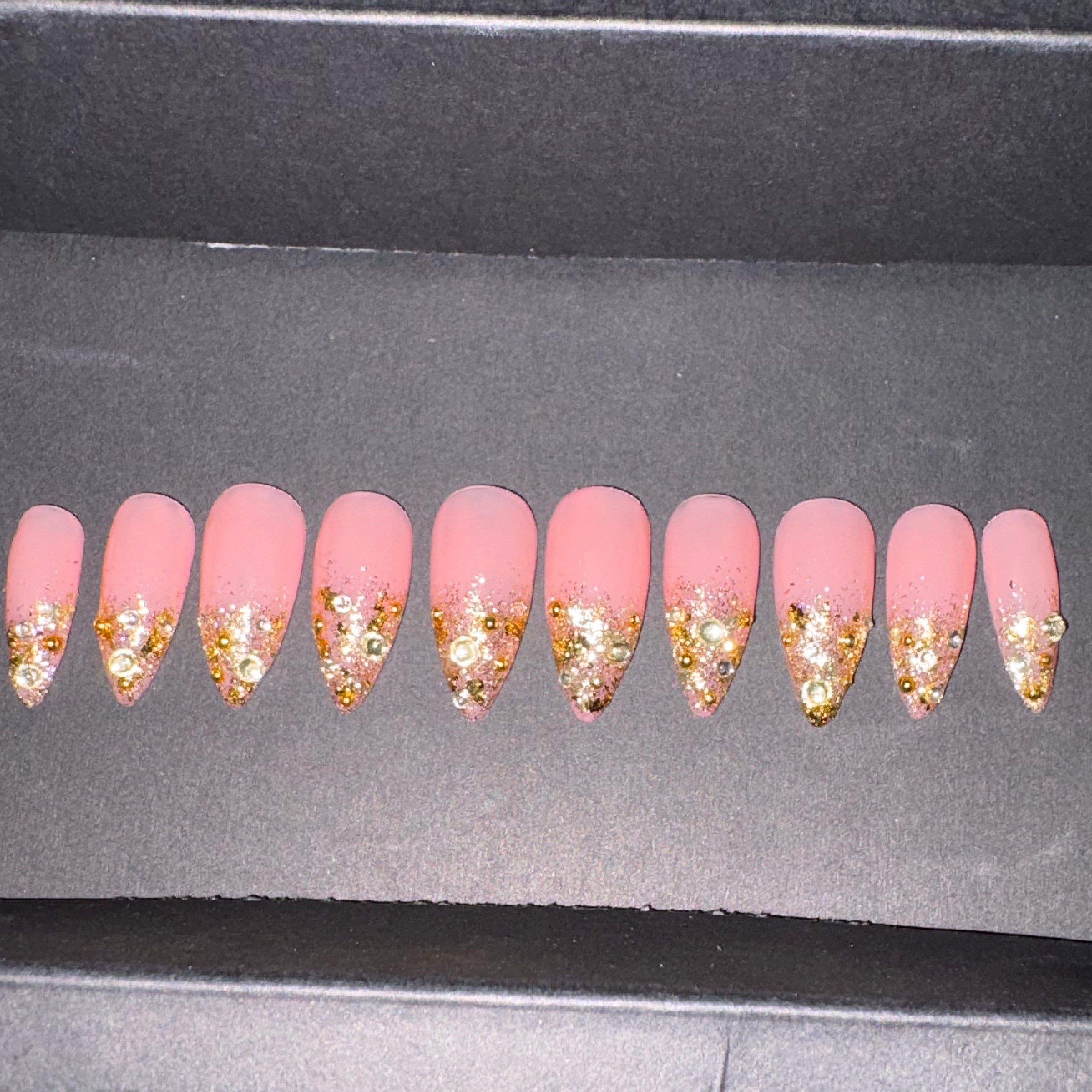 Medium Stiletto Golden Crystals Set