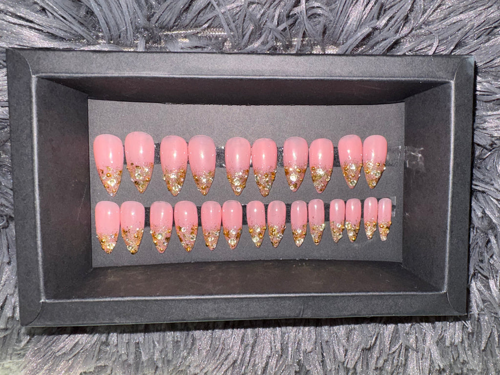 Medium Stiletto Golden Crystals Set