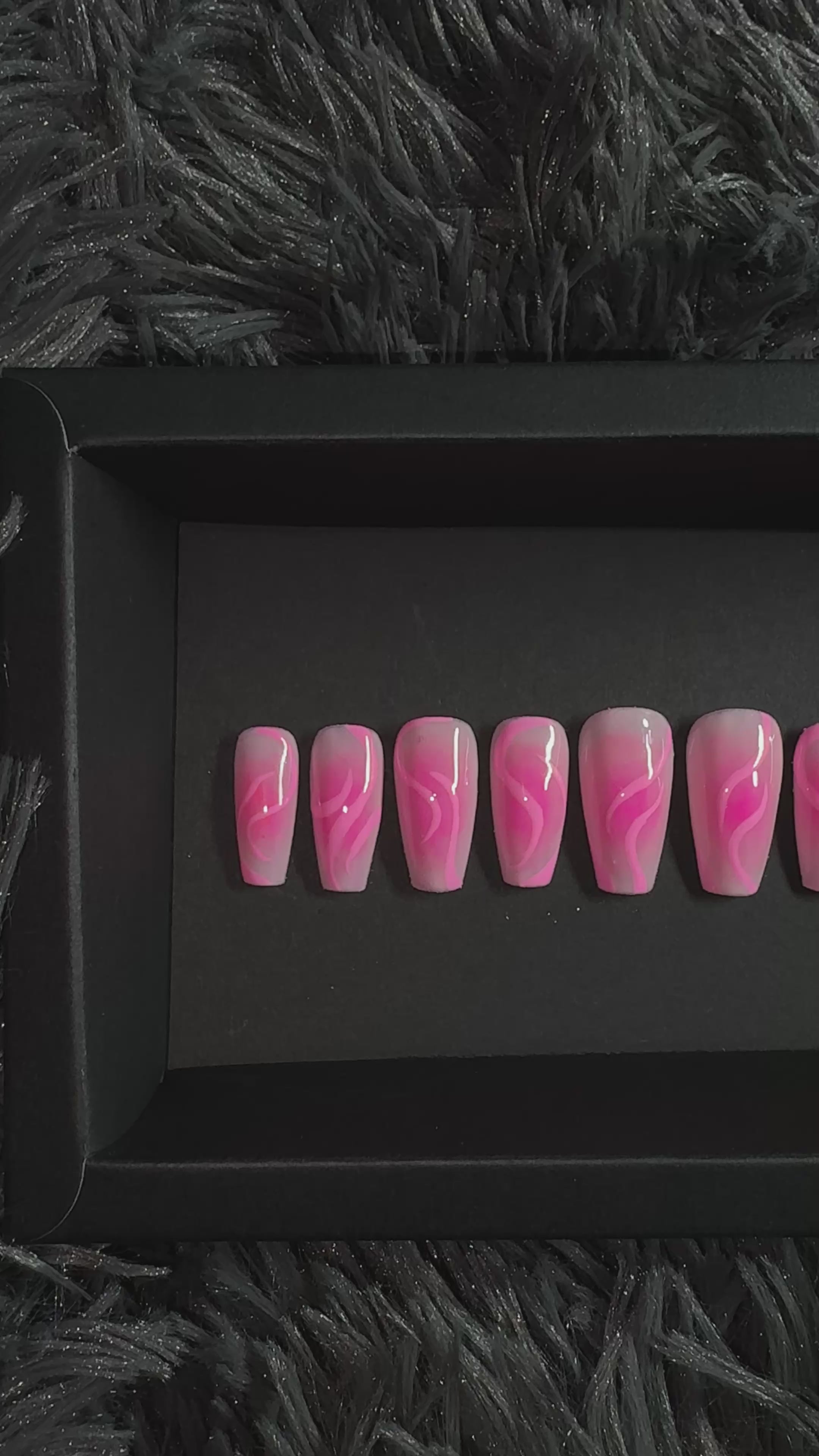 Pink Velvet Swirl Press On Set