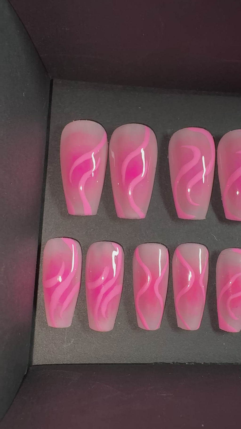 Pink Velvet Swirl Press On Set