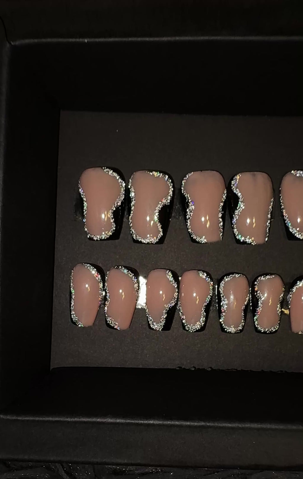 Short Coffin Black & Silver Abstract Set