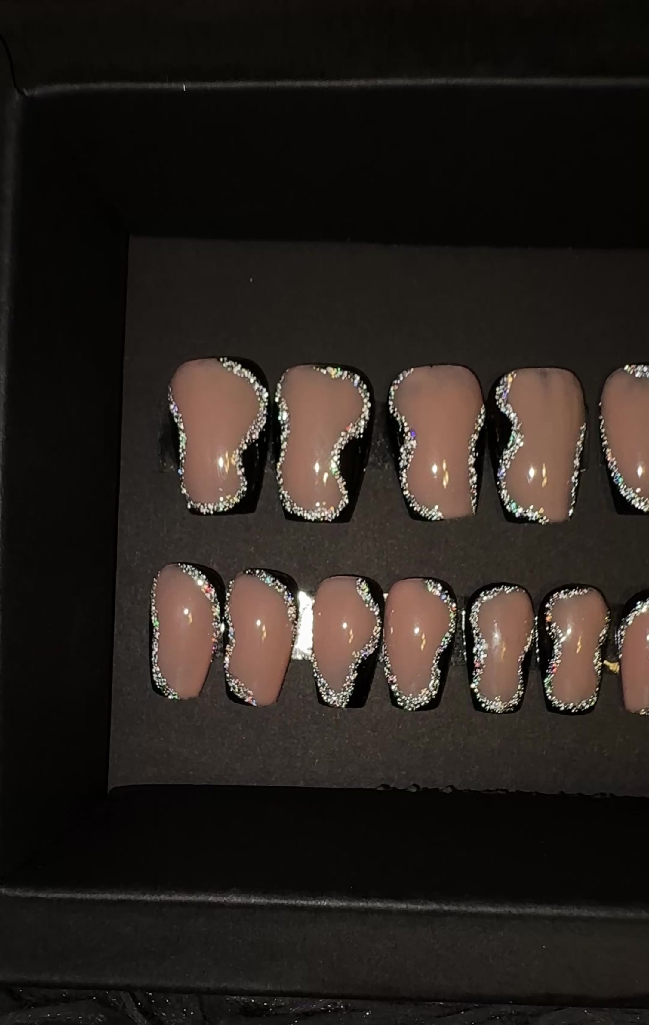 Short Coffin Black & Silver Abstract Set